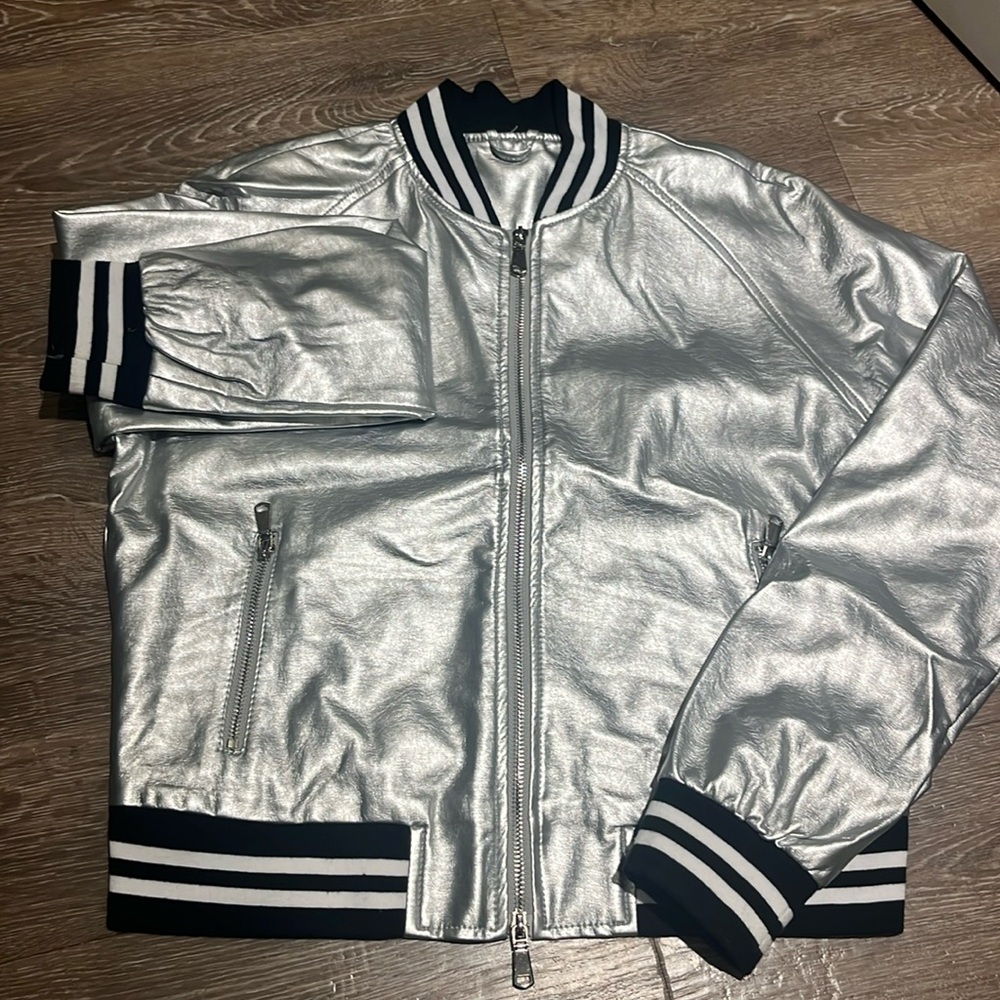 Faux leather bomber jacket